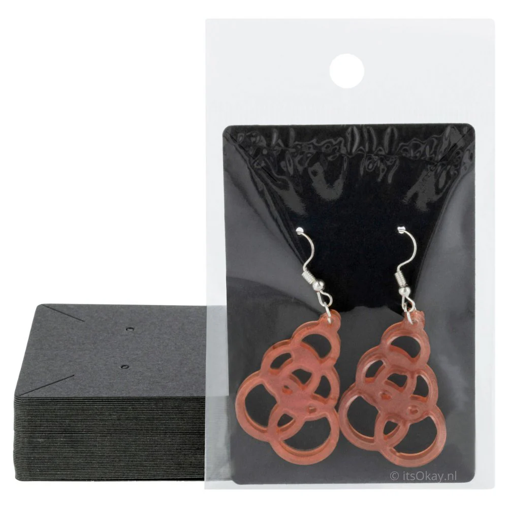 Kaartjes voor oorbellen (50 st.) + plastic zakjes
