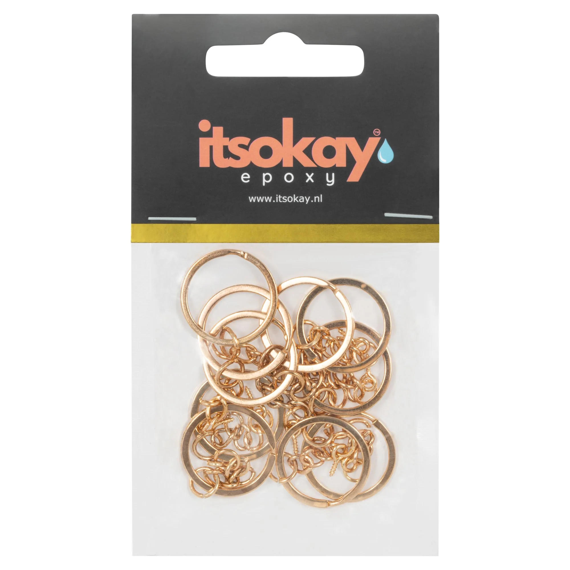 Metalen sleutelhangerring met ketting (10 st.) - Image 3