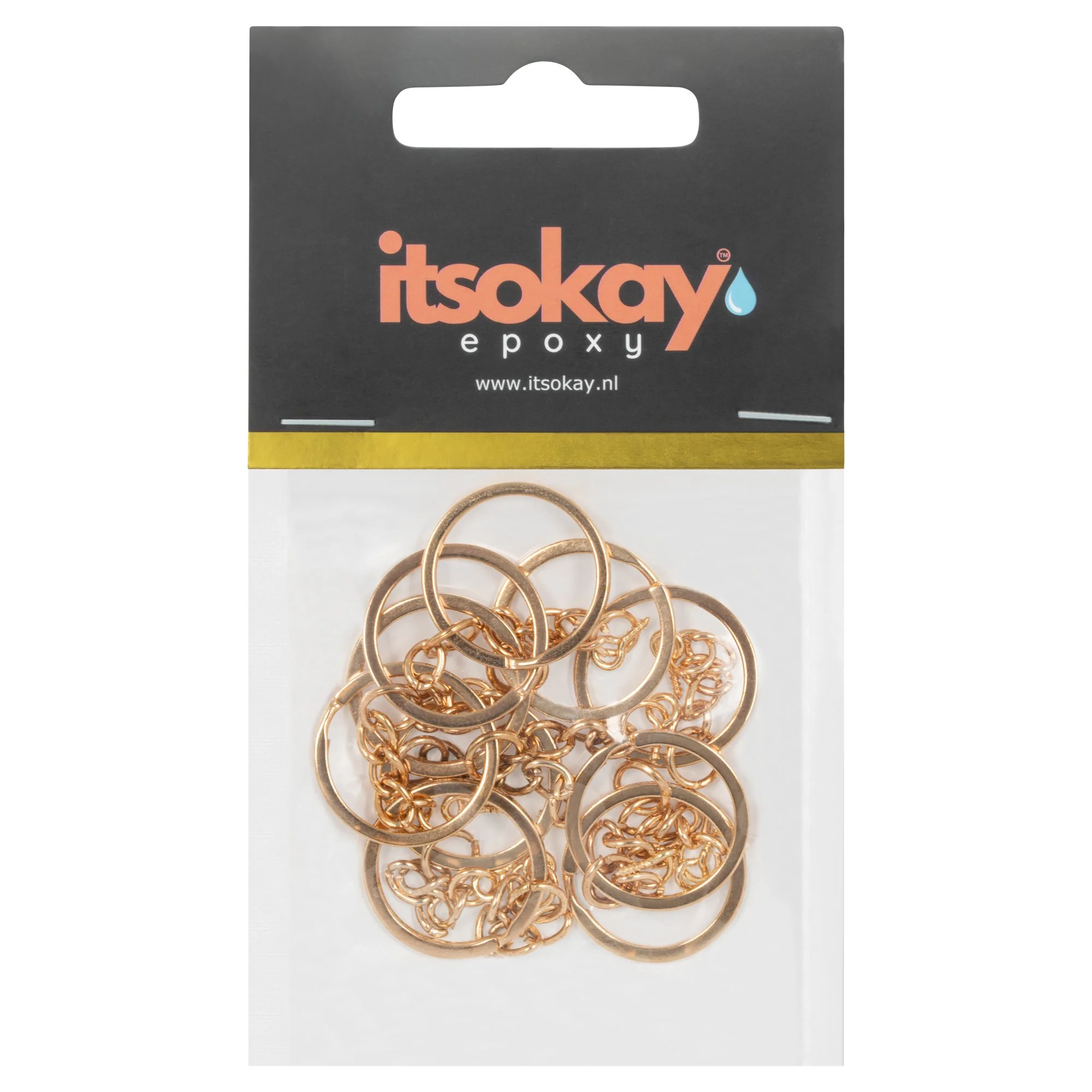 Metalen sleutelhangerring met ketting + schroefoog (10 st.) - Image 3