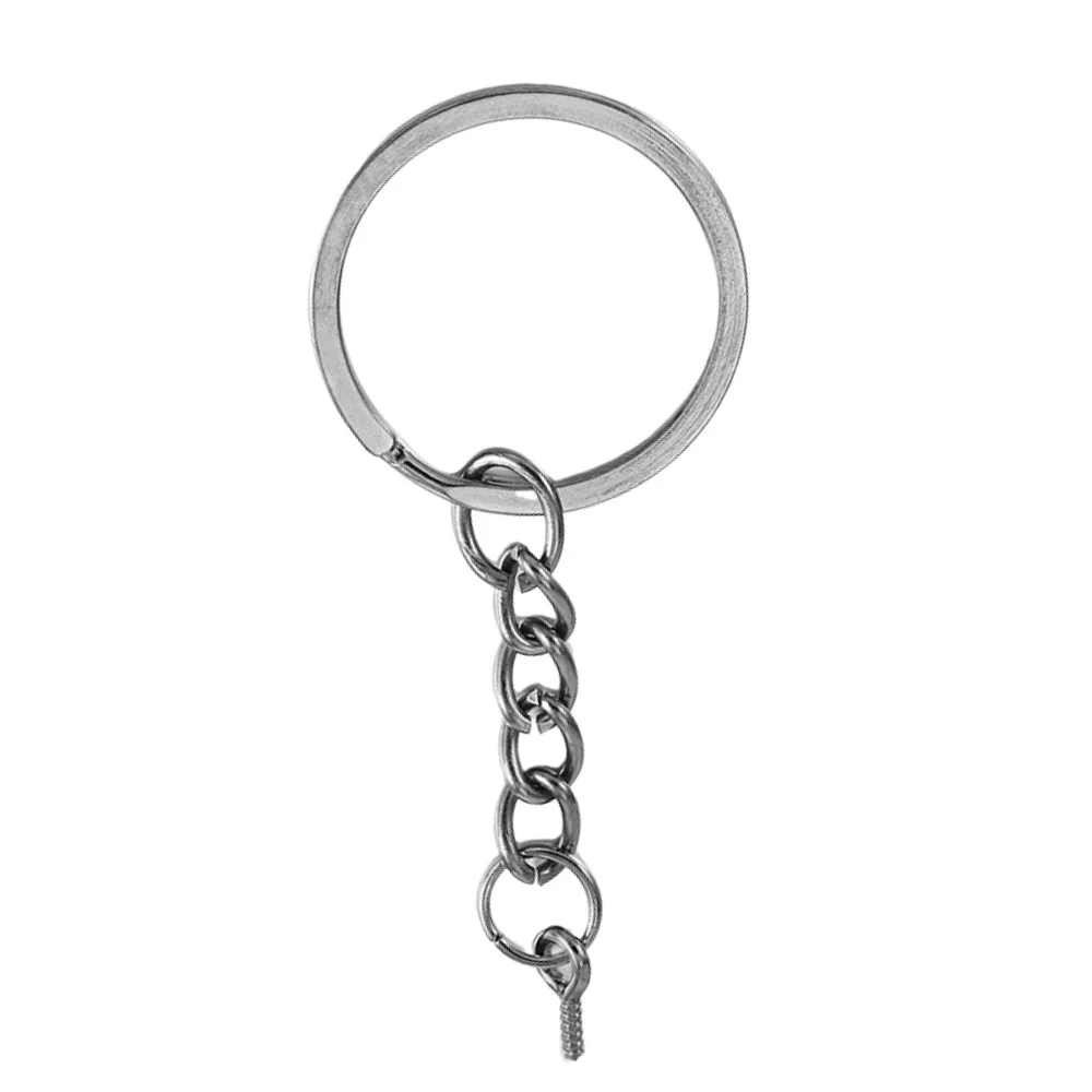 Metalen sleutelhangerring met ketting + schroefoog (10 st.) - Image 4