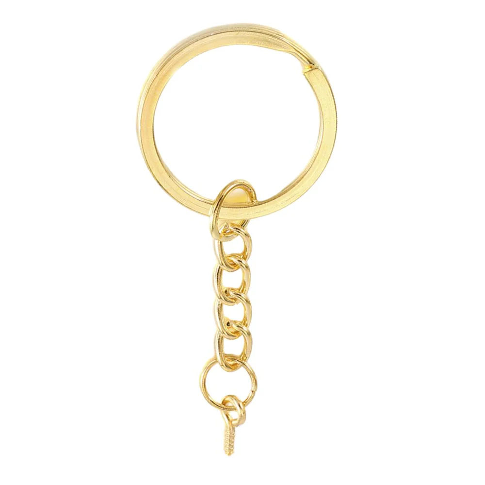 Metalen sleutelhangerring met ketting + schroefoog (10 st.) - Image 5